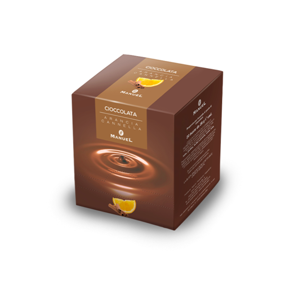 CIO17 Ciocolata calda aroma Portocala si Scortisoara la plic Manuel Caffe, cutie x 20 plic - imagine 1