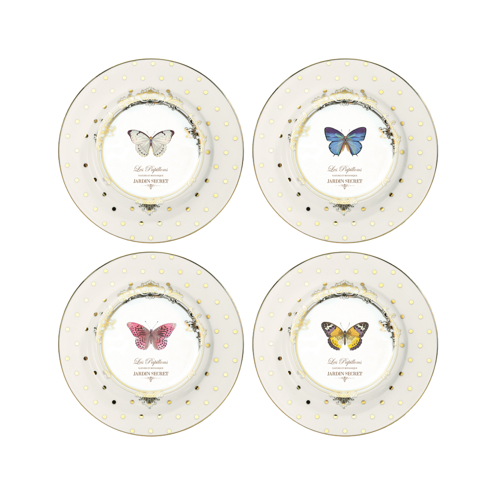 1100DOB Set 4 farfurii desert 19 cm Dots Butterfly - imagine 1