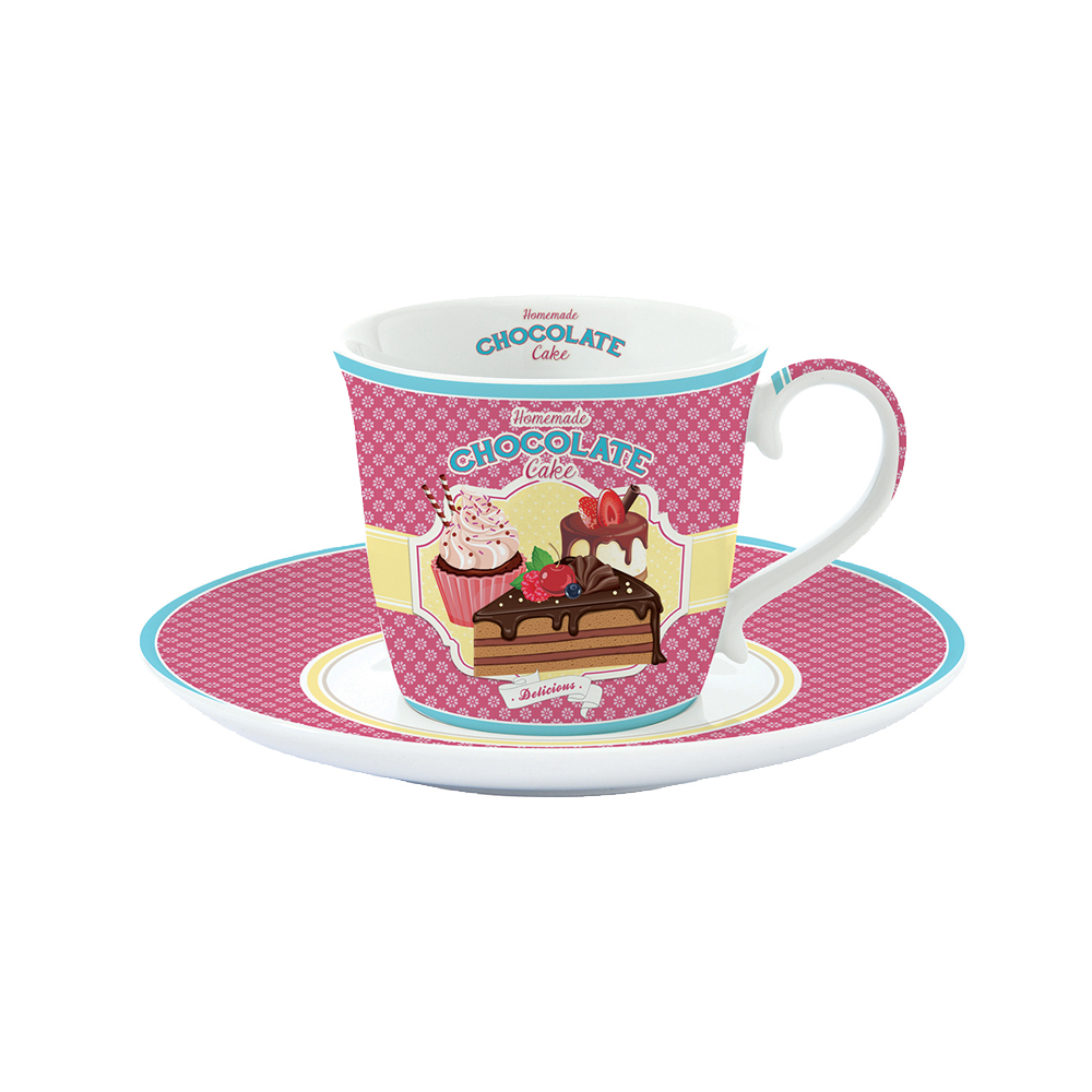 1174BAKP Ceasca si farfurie Pink FANKY BAKEOFF - imagine 1