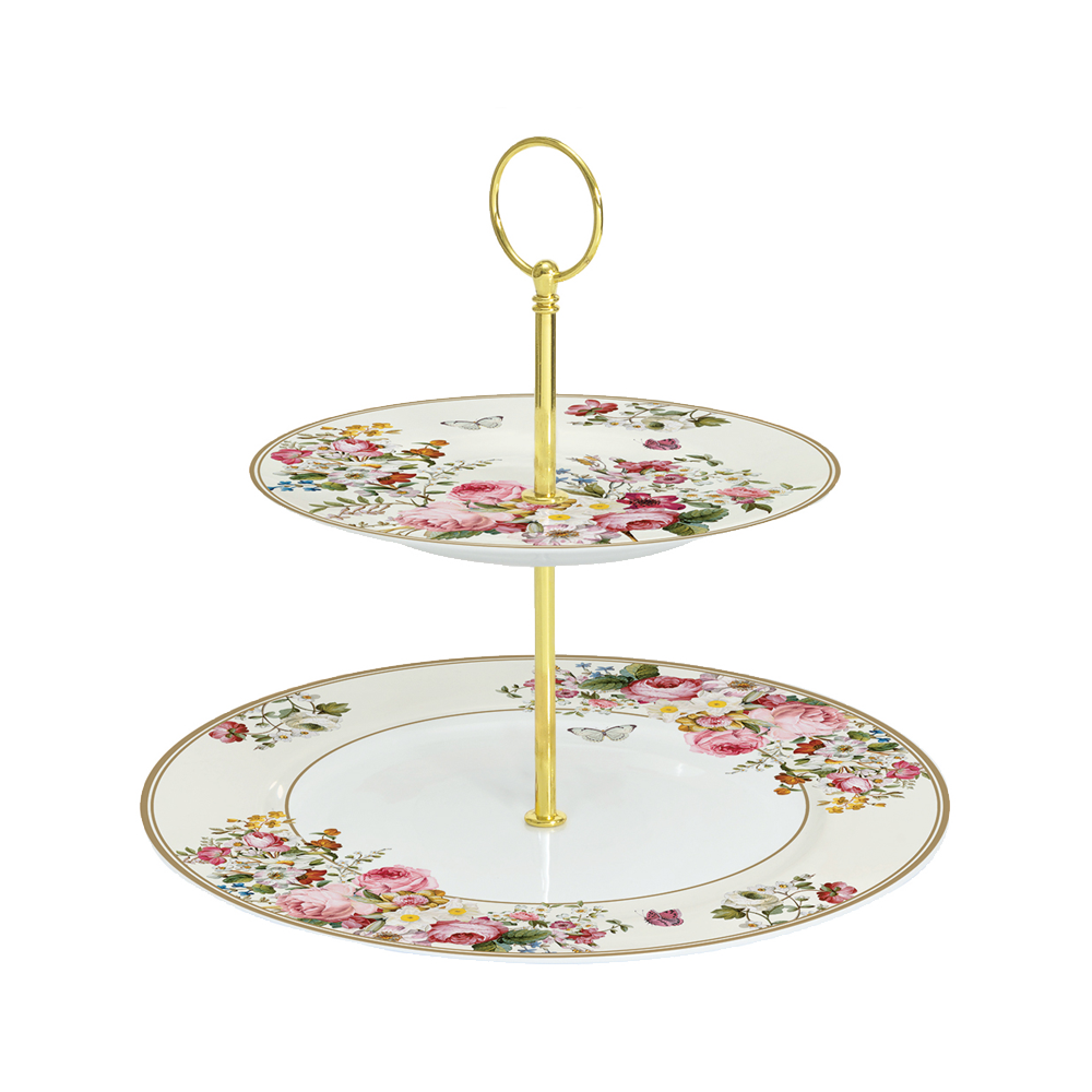 1352BLOC Platou etajat pentru prajituri BLOOMING OPULENCE CREAM - imagine 1