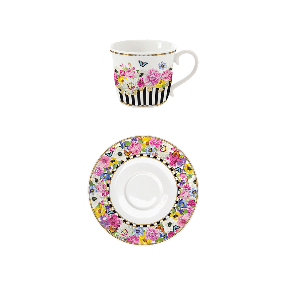 1204GLUR Set 6 cesti Cappuccino FLOWERS GLAMOUR - imagine 1