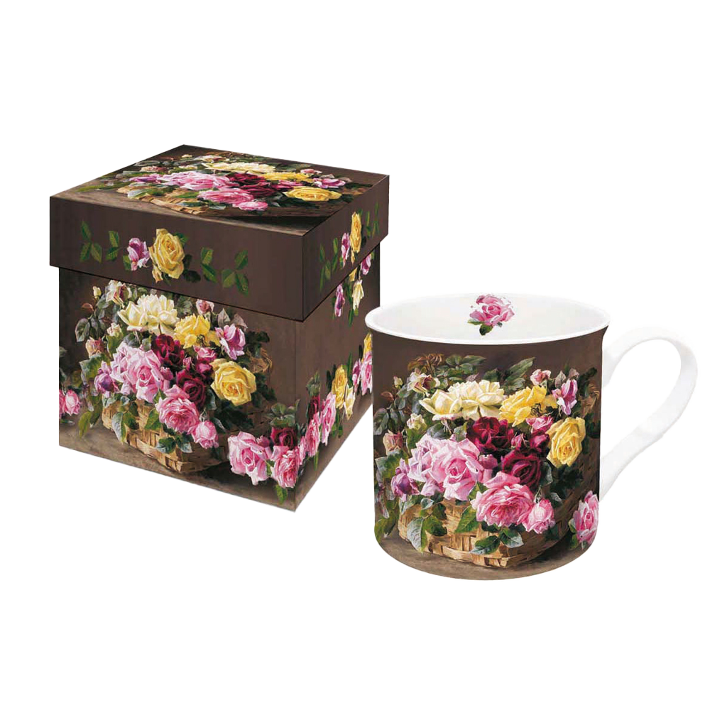 218RSK Cana portelan ROSES IN BASKET - imagine 1