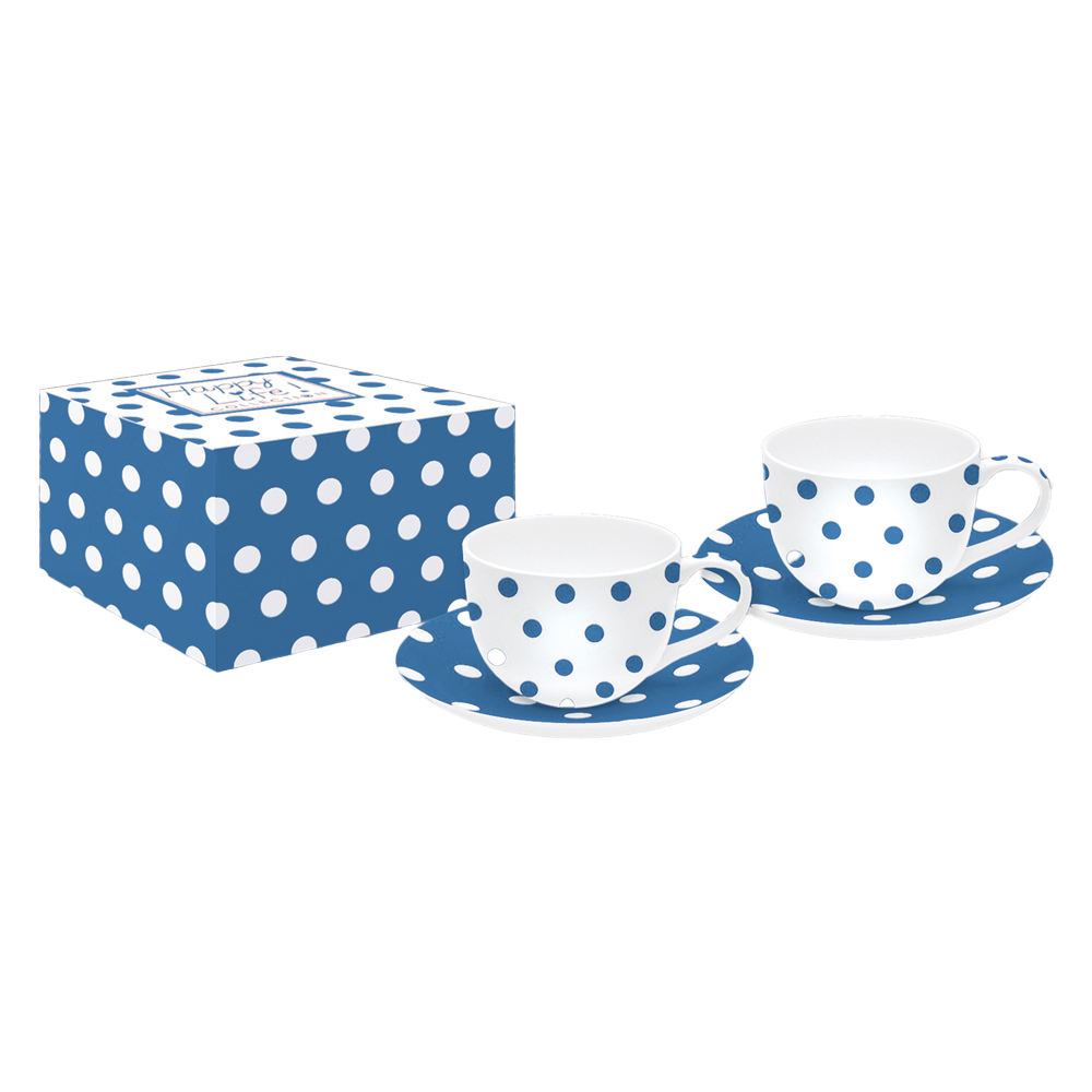 364POIB Set 2 Cesti cu farfurii POIS BLUE - imagine 1