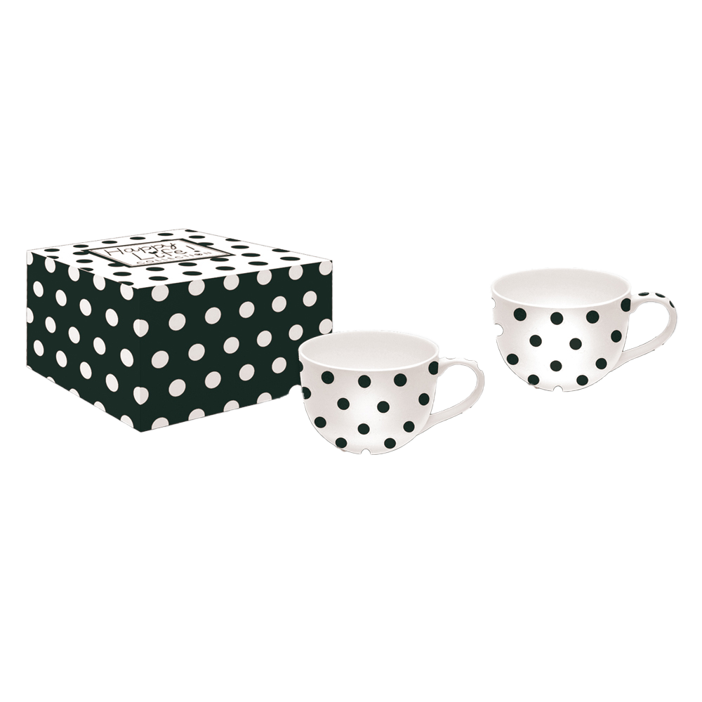 364POIK Set 2 Cesti cu farfurii POIS BLACK - imagine 1