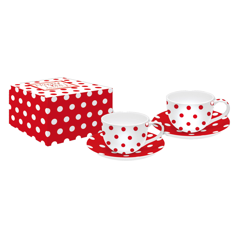 364POIR Set 2 Cesti cu farfurii POIS RED - imagine 1