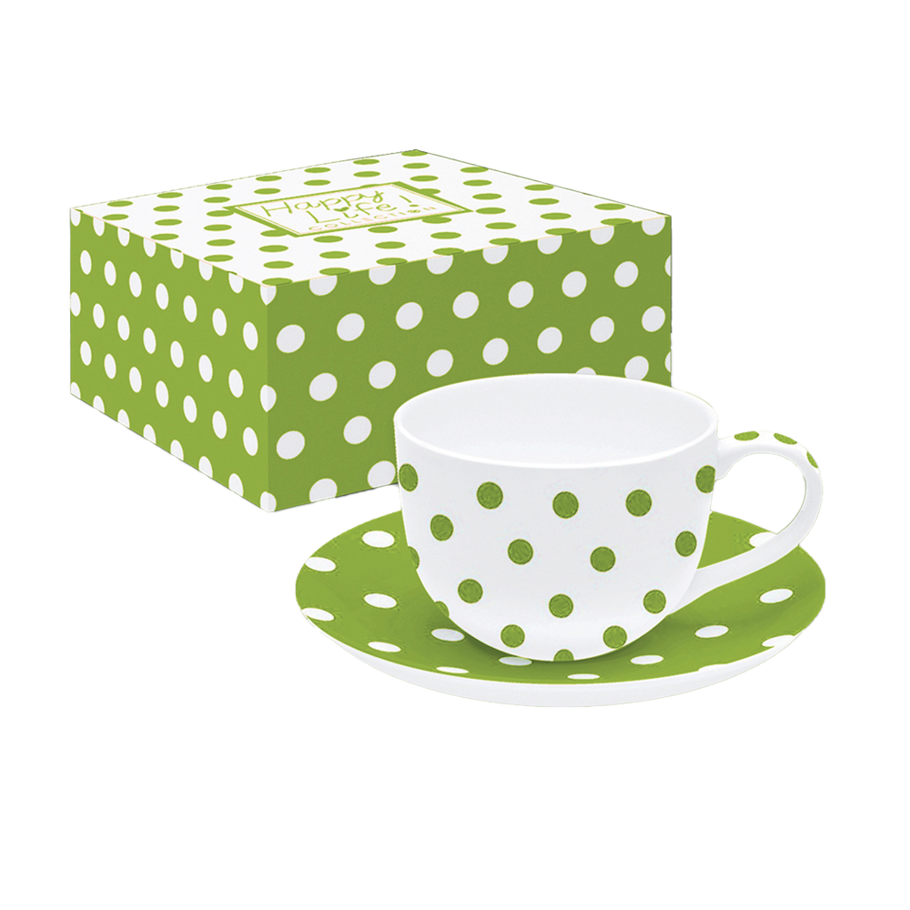 365POIG Ceasca si farfurie POIS GREEN - imagine 1