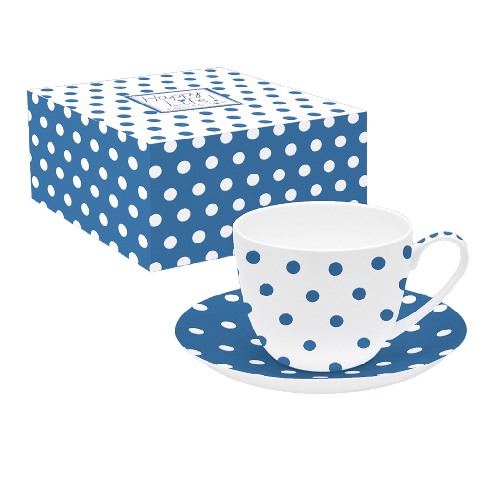 369POIB Cana si farfurie POIS BLUE - imagine 1