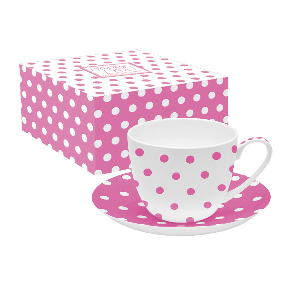 369POIP Cana si farfurie POIS PINK - imagine 1