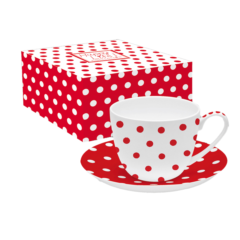 369POIR Cana si farfurie POIS RED - imagine 1