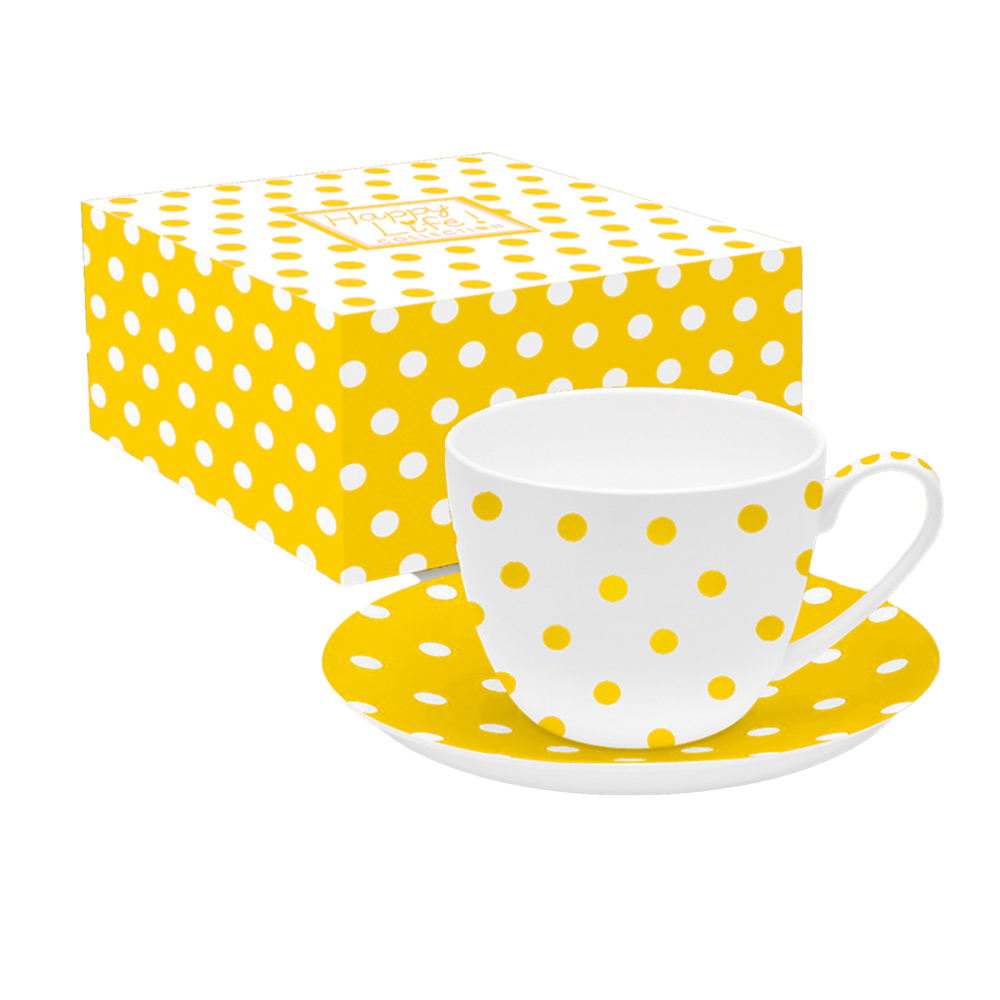 369POIY Cana si farfurie POIS YELLOW - imagine 1