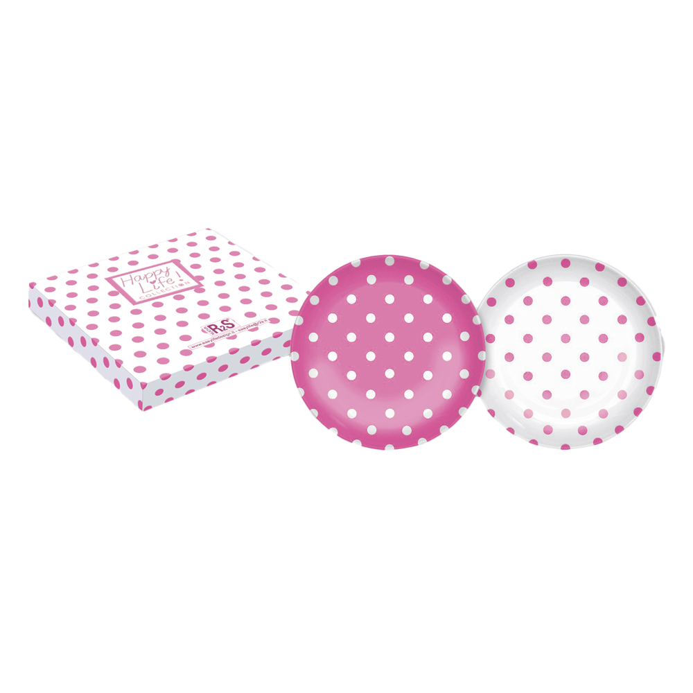 370POIP Set 2 farfurii desert POIS PINK - imagine 1