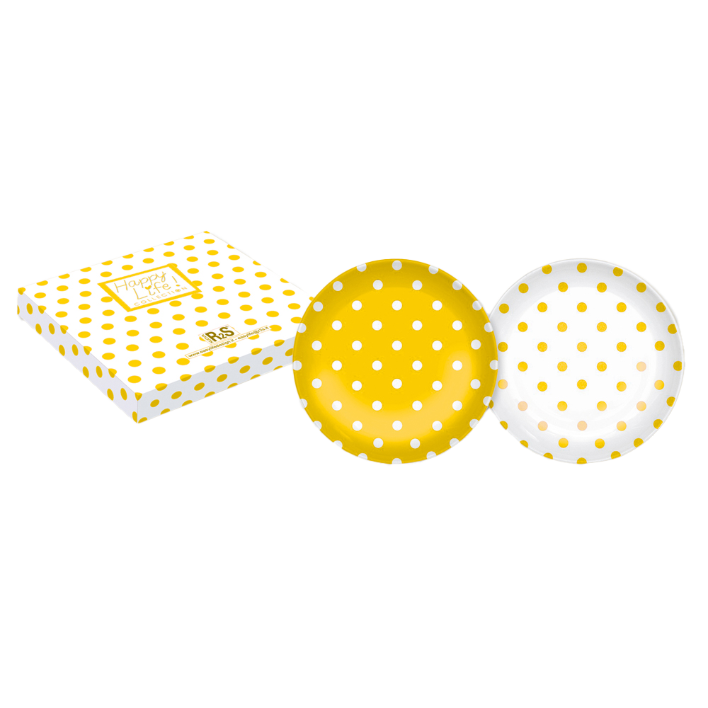 370POIY Set 2 farfurii desert POIS YELLOW - imagine 1